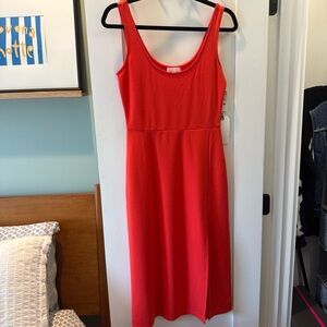 Leith Vibrant Coral Midi Dress